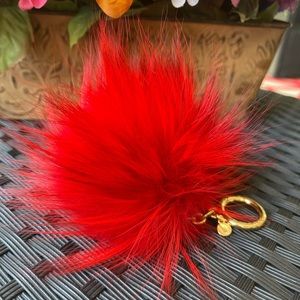 Michael Kors Bright Red Fuzzy Keychain